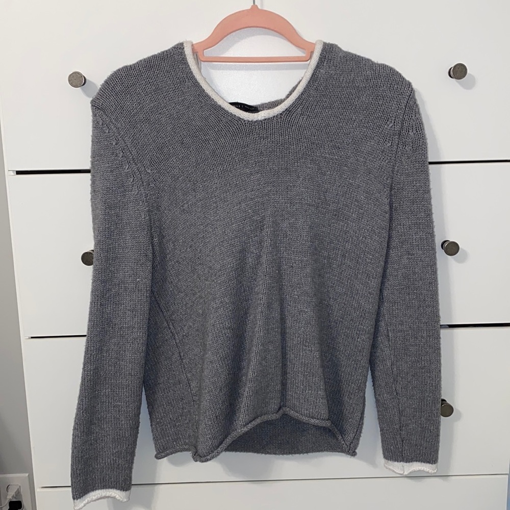 Joan Vass, light grey hoodie with strings, size S